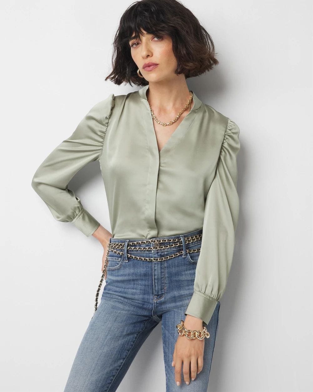 Ruched shoulder hot sale